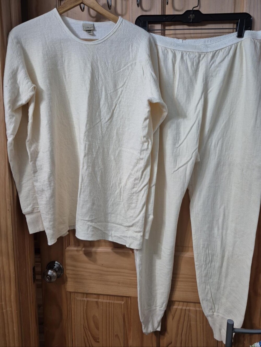LL Bean Women's Thermal Underwear Set XL Regular Cream Made in Canada